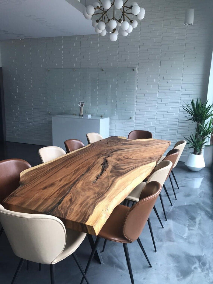 Striking Solid Wood Live Edge Walnut Dining Table with Metal Legs 180x90cm (Entire slab)